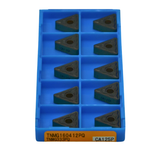10 pc Kyocera TNMG160412PQ CA125P turning inserts displayed in case top view