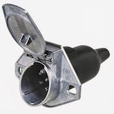 TEI Truck Electrical Heavy-Duty 7-Pin Round Trailer Socket Die-Cast Zinc Protective Boot & Locking Tab
