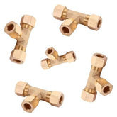 Twin Eagle Imports Brass Connector 5 PCS – 1/4" Brass Compression Fitting Tee Union Grab Kit
