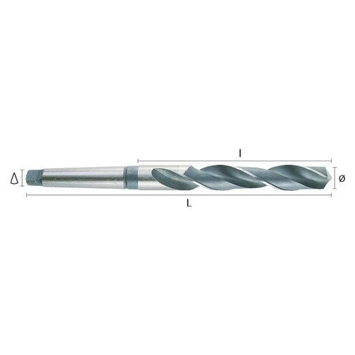 Hepyc 12.5mm HSS Morse Taper Shank Drill MT1 DIN 345N