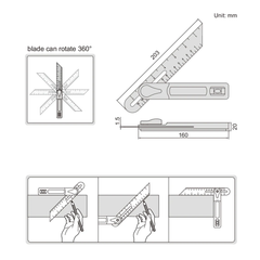 Insize T-Bevel 203 mm Blade Series 2281-360