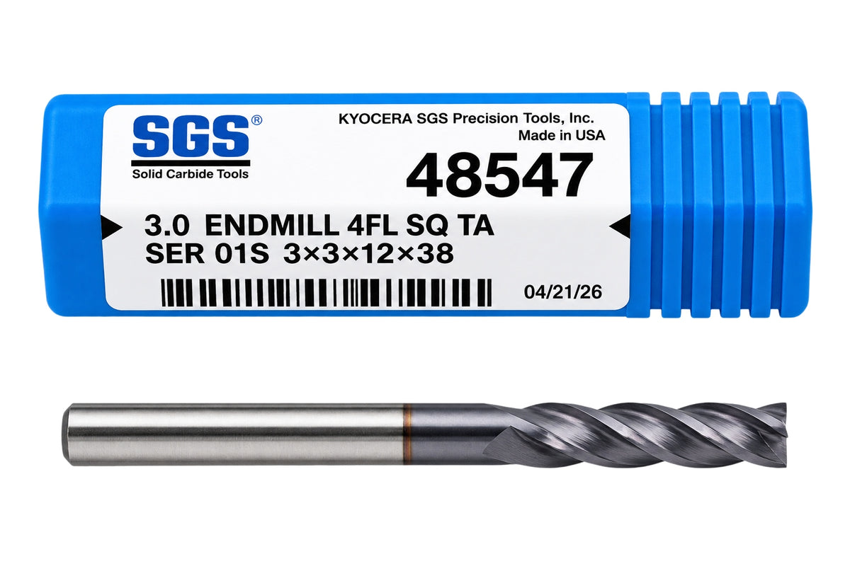 Kyocera SGS 48547 3mm 4 Flute Ti-NAMITE-A AlTiN Coated Carbide Square End Mill