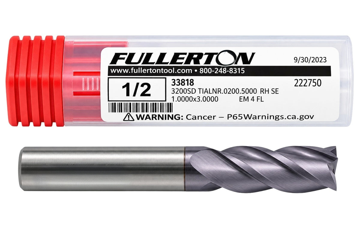 Fullerton 33818 0.5000" 4 Flute TiAlN Coated Corner Radius End Mill