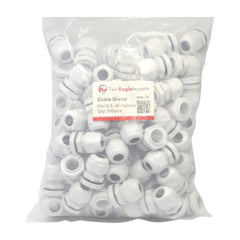 10 Pack IP68 PG13.5 White Nylon Cable Gland 6-12mm Cable Range - Twin Eagle Imports