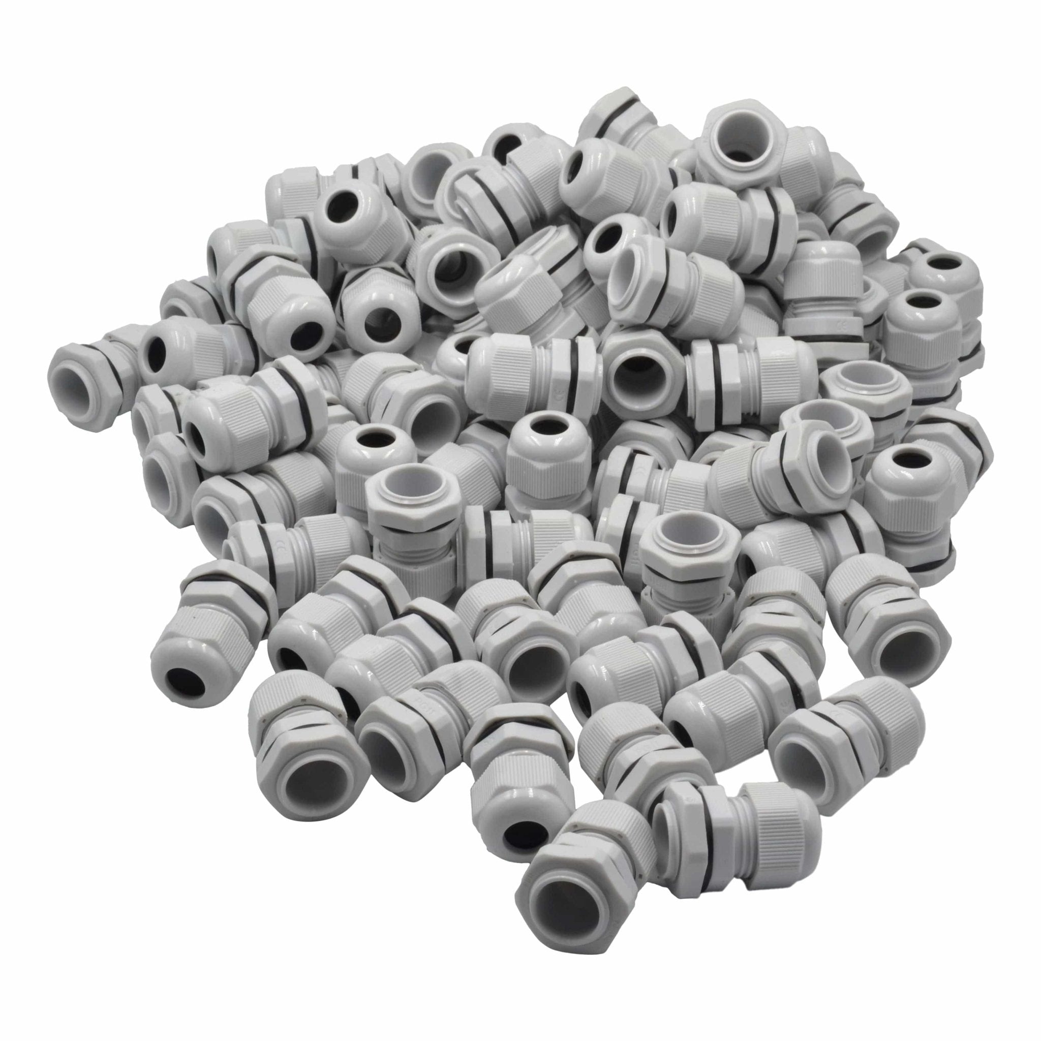 100 Pack IP68 PG11 White Nylon Cable Gland 5-10mm Cable Range - Twin Eagle Imports