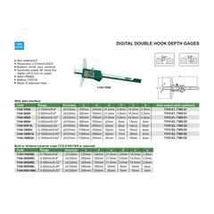 Insize Digital Double Hook Depth Gauge 0-300mm / 0-12" Range Series 1144-300A