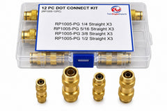 12 Piece DOT Straight Brass Push in Hose Connect Grab Kit Assortment - Twin Eagle Imports