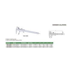 Insize Vernier Caliper 0-150mm/0-6" Range Series 1205-1502E