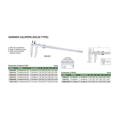 Insize Vernier Caliper 0-600mm/0-24" Range Series 1236-614