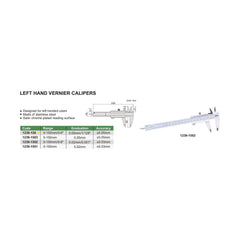 Insize Vernier Left Hand Caliper 0-150mm/0-6" Range Series 1239-150