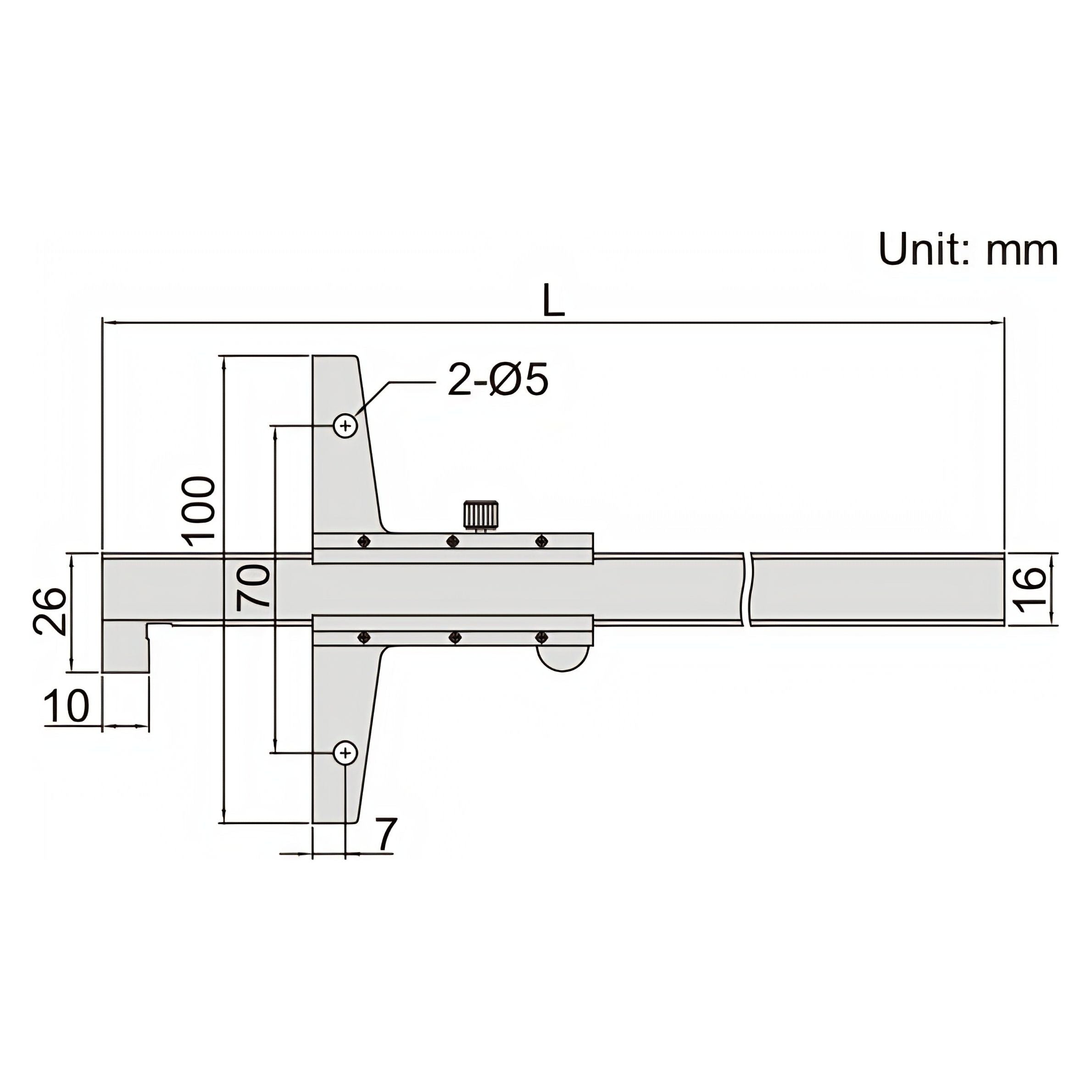 Insize Vernier Hook Depth Gauge 0-200mm Range Series 1248-200