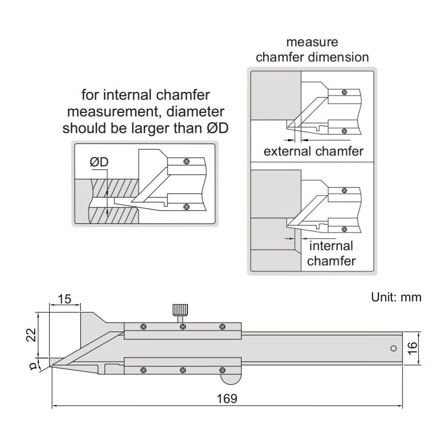 Insize Conventional Chamfer Gauge 0-6mm Range Series 1267-6