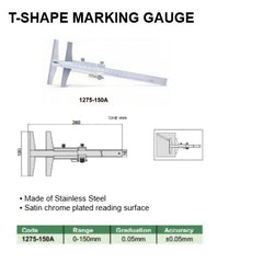 Insize T-Shape Marking Gauge 0-150mm Range Series 1275-150A