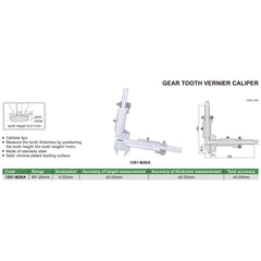 Insize Gear Tooth Vernier Caliper Range Series 1281-M26A