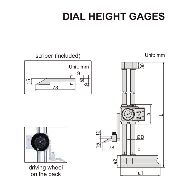 Insize Dial Height Gauge 0-300mm Range Series 1351-300