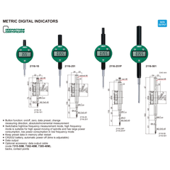 Insize Metric Digital Indicator 12.7mm Range Series 2116-101