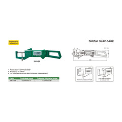 Insize Digital Snap Gauge 0-25mm/0-1" Range Series 2163-25