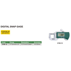 Insize Digital Snap Gauge 0-12mm/0-0.5" Range Series 2166-12