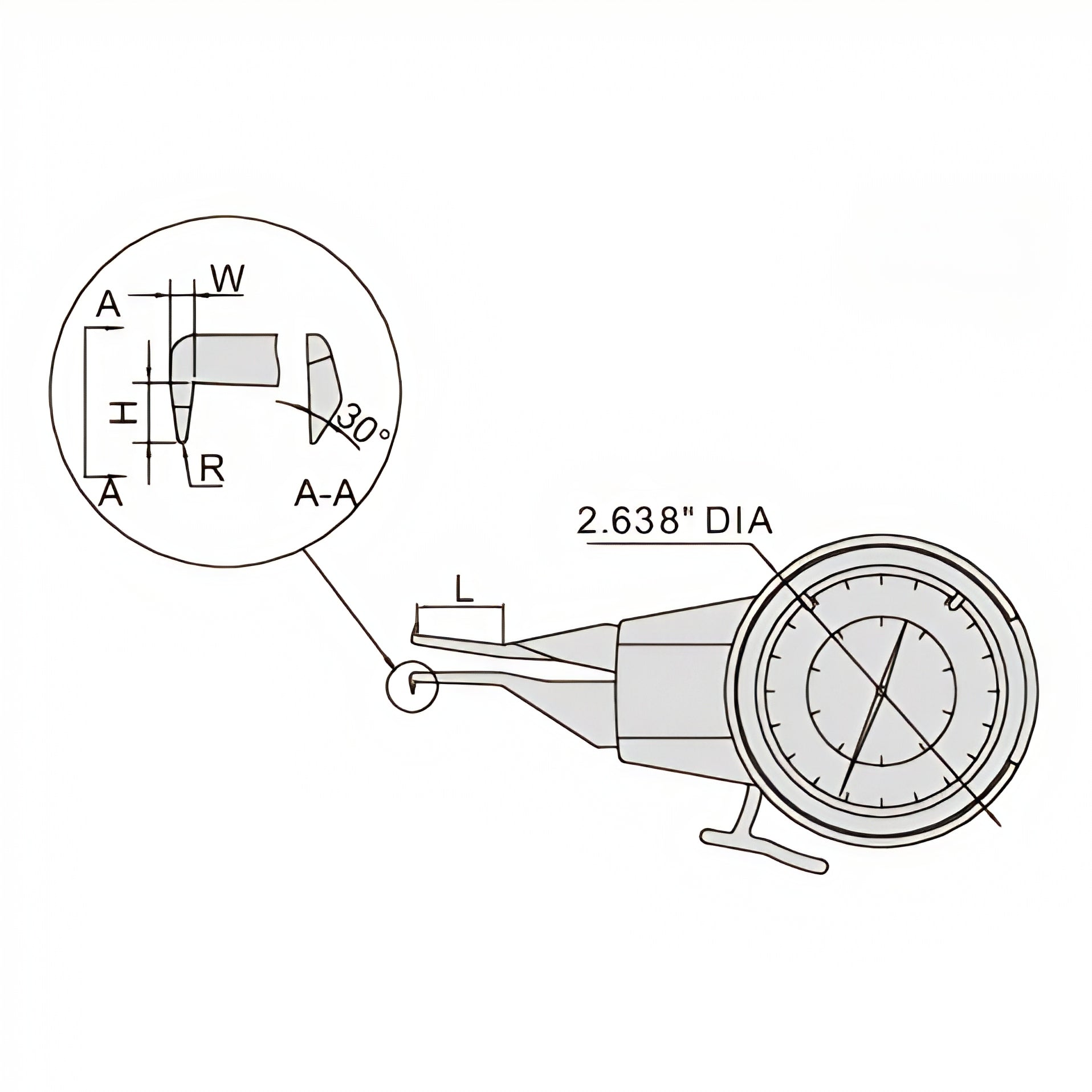 Insize Internal Dial Caliper Gauge 0.2-0.6" Range Series 2222-E06