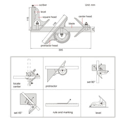 Insize Combination Square Set Layout Solution 2278-3