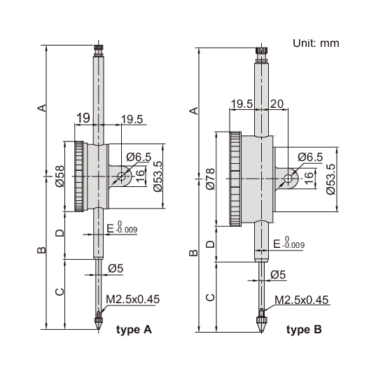 Insize Metric Long Stroke Dial Indicator 80mm Range Series 2309-80D