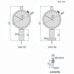 Insize Dial Depth Gauge 0-10mm x 0.01mm Range Series 2343-102