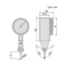 Insize Metric Dial Indicator 0.8mm Range Series 2381-08