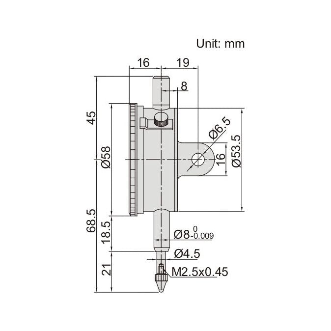 Insize Reverse Reading Dial Indicator 0-10mm x 0.01mm Range Series 2801-10