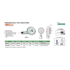 Insize Precision Dial Indicator 0.2mm Range Series 2880-02