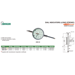 Insize Long Stroke Dial Indicator 30mm Range Series 2889-30