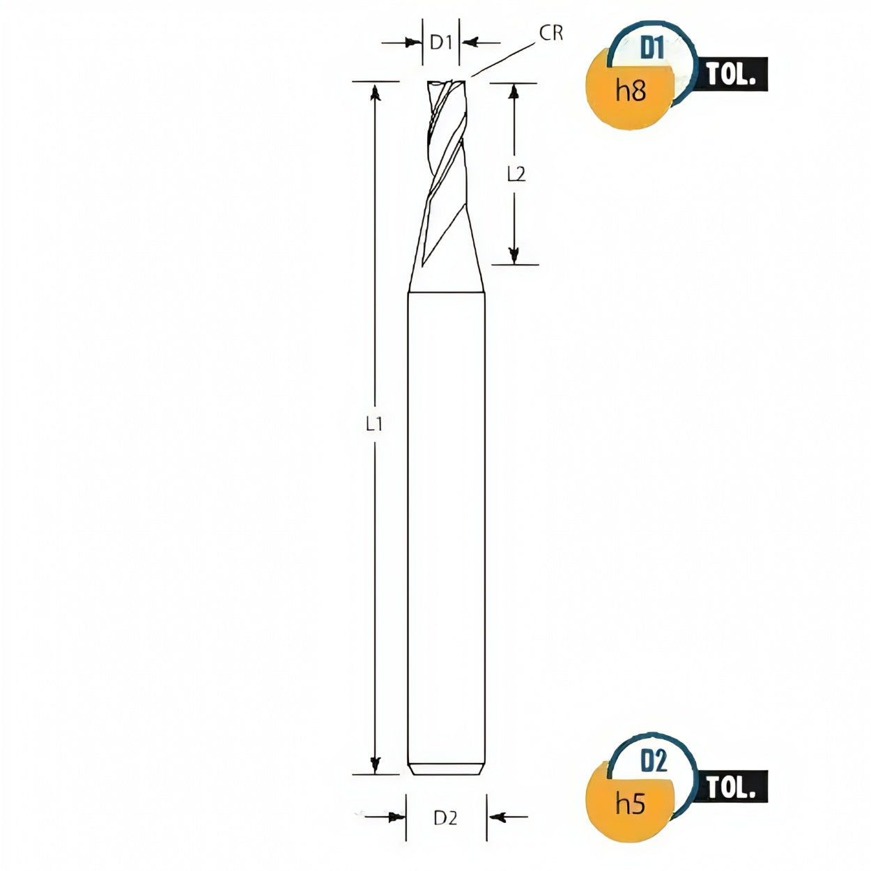 Best Carbide Regular Length AITiN coated 4-Flute End Mill 3mm, 0.2mm Corner Radius