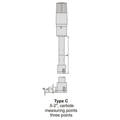 Insize Three Point Internal Micrometer 1.6-2" Range Series 3227-E2