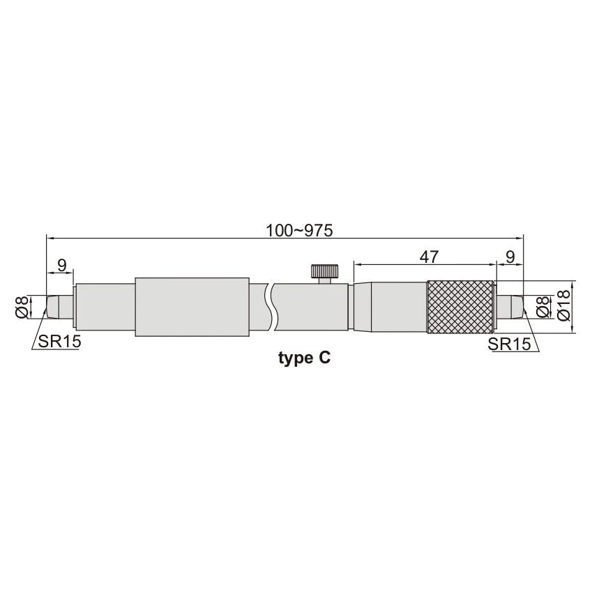 Insize Tubular Inside Micrometer 100-125mm Range Series 3229-125