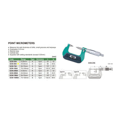 Insize Point Micrometer 25-50mm Range Series 3230-50A