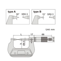 Insize Point Micrometer 0-25mm Range Series 3230-25A