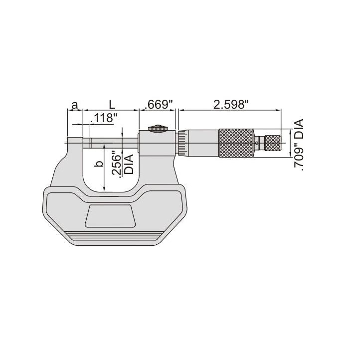 Insize Left Hand/Right Hand Outside Micrometer 0-1" Range Series 3236-1B