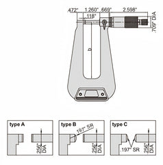 Insize Sheet Metal Micrometer 0-1" Range Series 3239-13