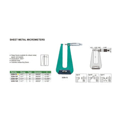 Insize Sheet Metal Micrometer 0-1" Range Series 3239-13