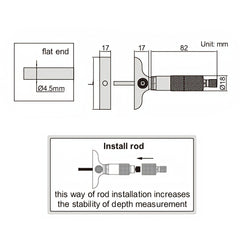 Insize 1pc Metric Depth Micrometer 0-25mm Range Series 3241-B25