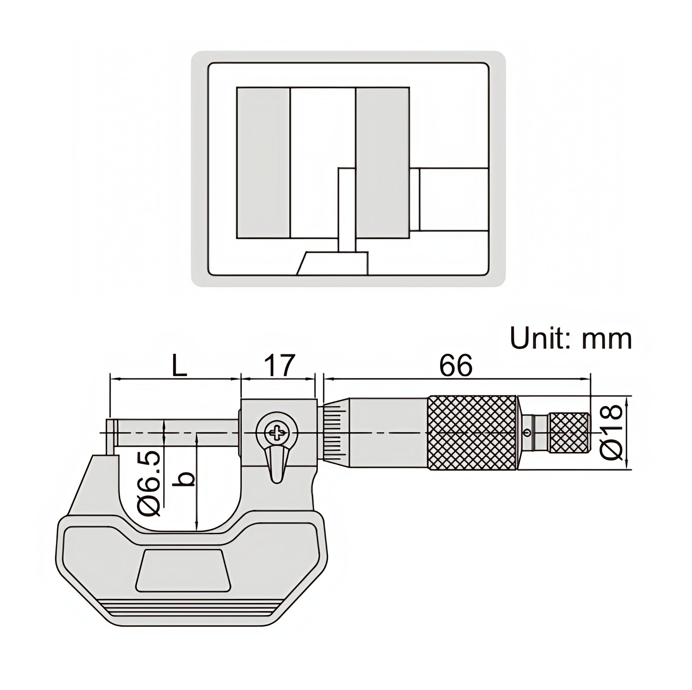 Insize Type A Cylindrical Anvil Tube Micrometer 25-50mm Range Series 3261-50A