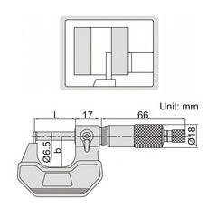 Insize Type A Cylindrical Anvil Tube Micrometer 25-50mm Range Series 3261-50A