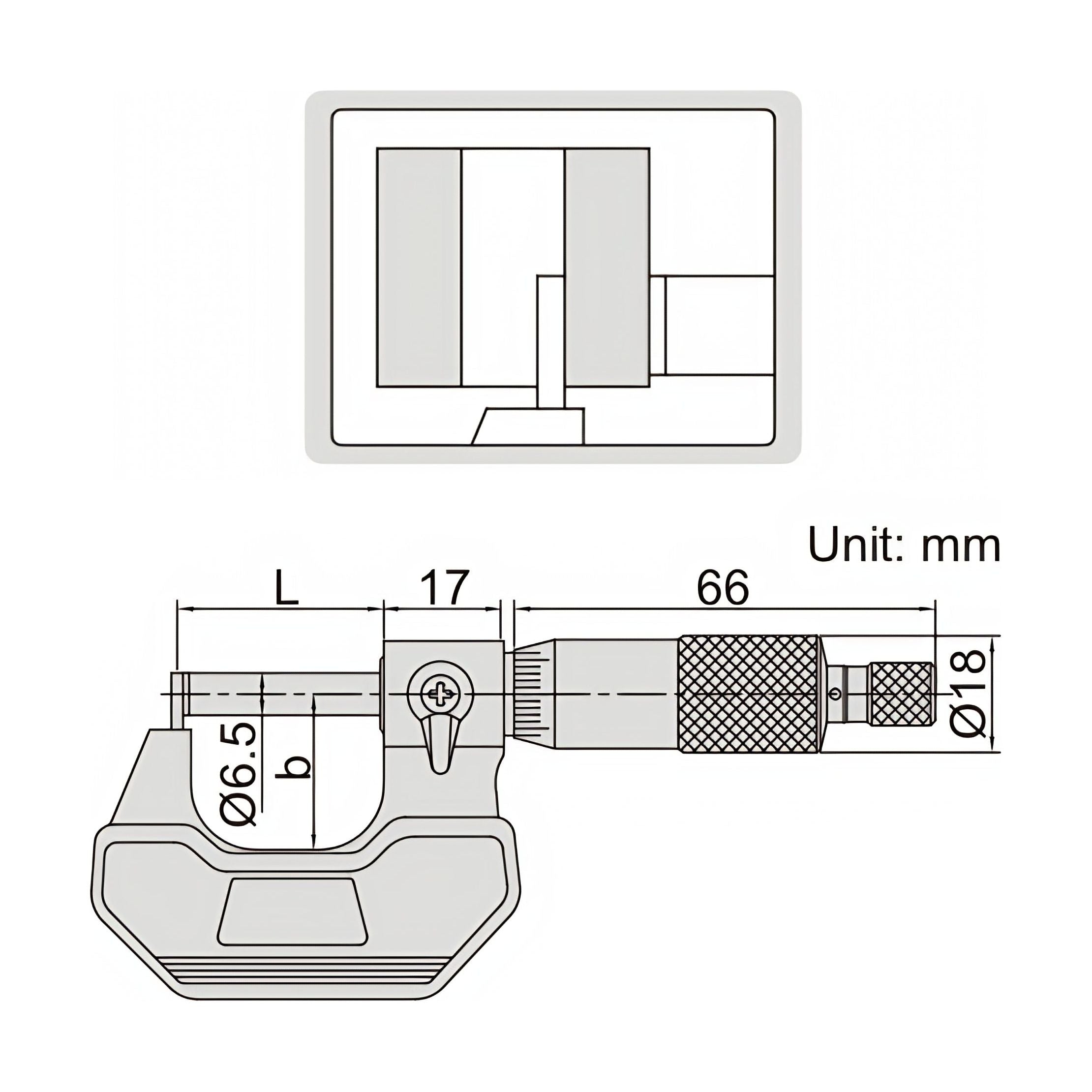 Insize Type C Cylindrical Anvil Tube Micrometer 0-25mm Range Series 3261-25CA