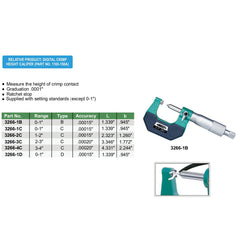 Insize Crimp Height Micrometer 0-1" Range Series 3266-1B