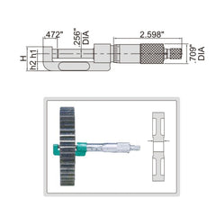 Insize Hub Micrometer 0-1" Range Series 3292-1