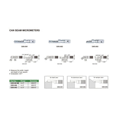 Insize Can Seam Micrometer 0-0.6" Range Series 3293-061