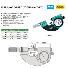 Insize Dial Snap Gauge 0-1" Range Series 3334-1