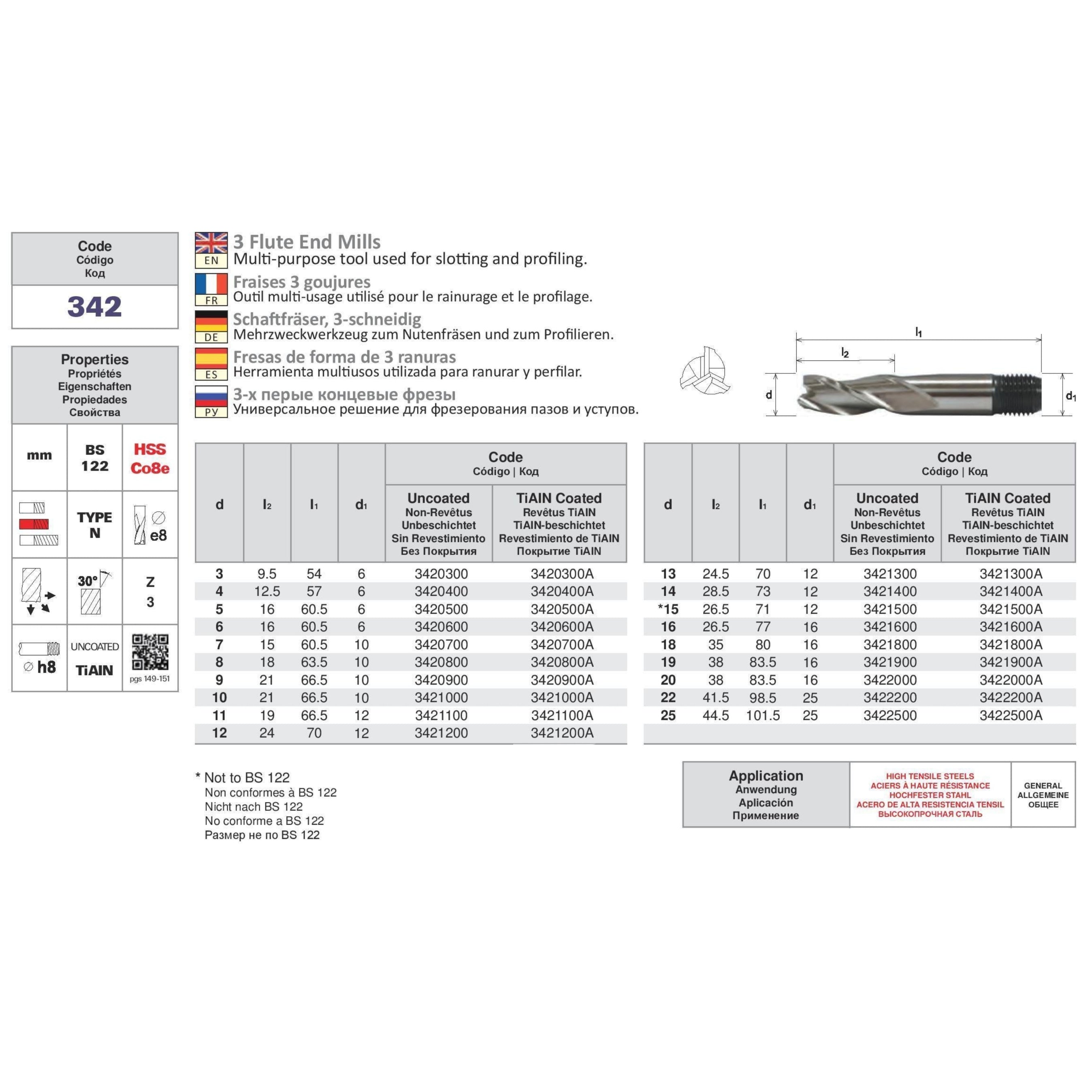 Somta 3 Flute 4mm HSS-Co8 Multi-Purpose End Mill