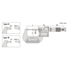 Insize Digital Point Micrometer 25-50mm/1-2" Range Series 3530-50BA