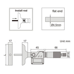 Insize Digital Depth Micrometer 0-150mm/0-6" Range Series 3540-150