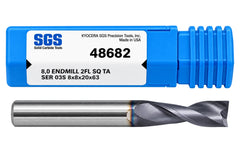 Kyocera SGS 48682 8mm 2 Flute Ti-NAMITE-A AlTiN Coated Carbide Square End Mill